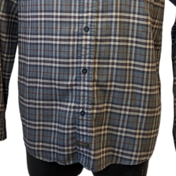 CALVIN Klein Khakis grey plaid flannel shirt large - Picture 3 of 6